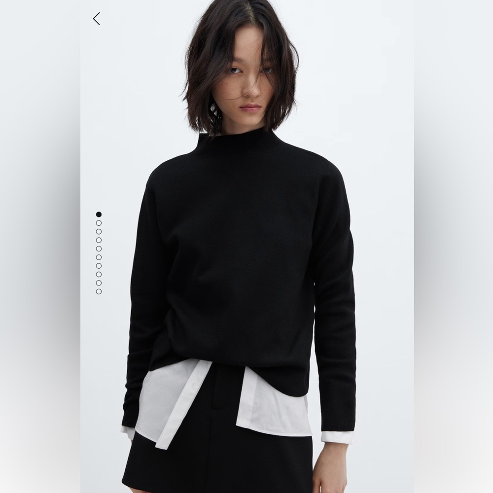 NWT Mango Perkins-Neck Sweater Black